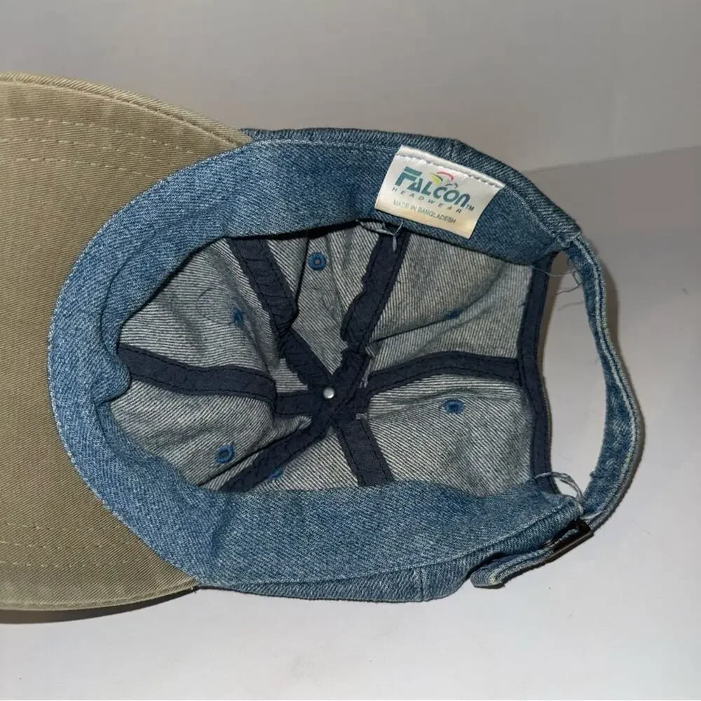 VINTAGE FALCON tan and denim 80s adjustable baseball hat OS